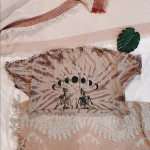 Pacsun oversized cropped moon skeleton love tee